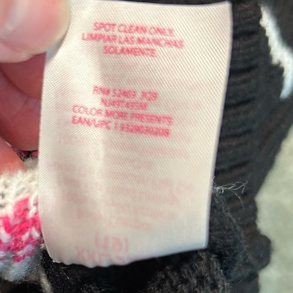 Christmas Sweater Hoodie Knit Sherpa Silver Lettering Pom Poms - Picture 12 of 14